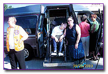 Katie with her Mother in her new van.